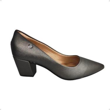 Imagem de Sapato Social Light gel Scarpin Bico fino Salto Grosso 595, 36, Metali