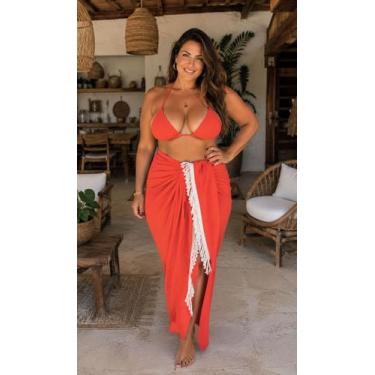 Imagem de Canga saída de praia plus size pitanga - - SEGUE O SOL, Pitanga
