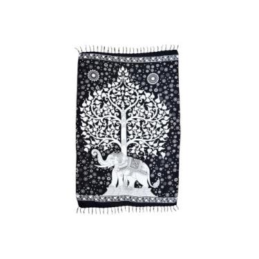 Imagem de Canga de praia Elefante/ Árvore da vida/ Ganesha em viscose - Corpo Do