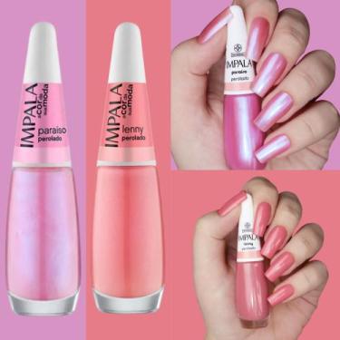 Imagem de Kit Esmaltes Impala Tons Rosas Claros Cintilantes Esmaltes Atacado 8ml