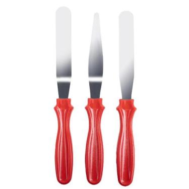 Imagem de Kit espatulas confeiteiro inox 3 pecas  profissional para confeitaria 