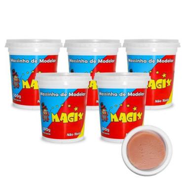 Imagem de Kit 5 Potes Massa Massinha de Modelar Infantil 500g Escolar - Magix, L