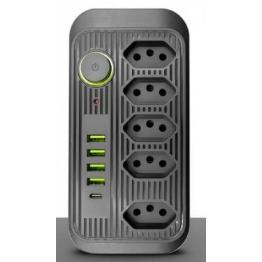 Imagem de Extensão Tomadas 5 Entradas USB + 5 Tomadas Preto - Congratulations St