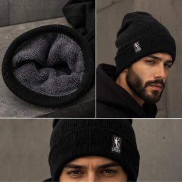 Imagem de Touca Gorro Unissex Pélúcia Por Dentro Inverno Cor Preto - Bsan Shop