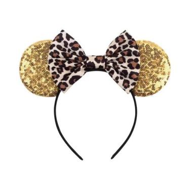 Imagem de Tiara De Orelhas De Leopardo Para Meninas, Faixa De Cabelo Com Laço Mo