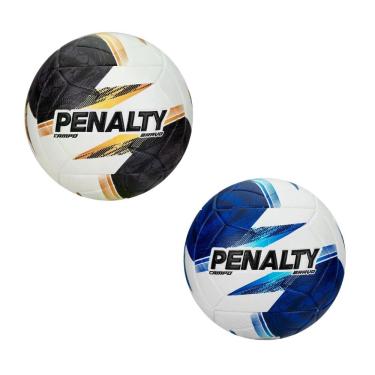 Imagem de Bola de Futebol de Campo Bravo XXVI com Toque Macio e Controle Superior Azul e Preto Penalty Kit com 2 Bolas