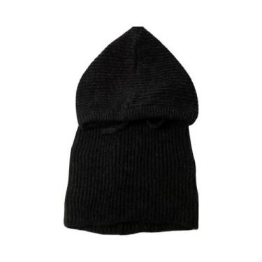 Imagem de Gorro Feminino Curto De Tricô Com Capuz Balaclava, Gola Falsa Da Moda,