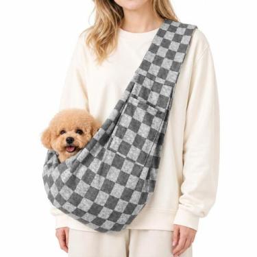 Imagem de Canguru para Cães AXEARTE para Cães Pequenos 2-7kg Cinza Xadrez