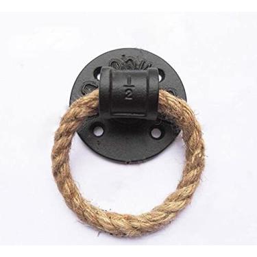 Imagem de Maçanetas de gaveta de anel de gota vintage de 1,26 polegada Corda de cânhamo Preto Bronze Guarda-roupa Armário Puxar maçanetas de gabinete Ferragem de móveis, preto