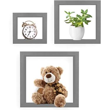 Imagem de Greenco Prateleiras de parede flutuantes fáceis de montar para quartos e salas de estar, acabamento cinza, 3 unidades