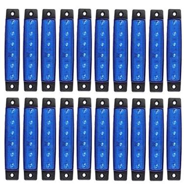 Imagem de KYYET Luzes laterais de LED azuis, (pacote com 20), 6 lâmpadas de LED 2835 SMD para caminhão, reboque, trailer, campervan, caminhonete, trator, caminhão, SUV, barco, 12 V DC à prova de choque