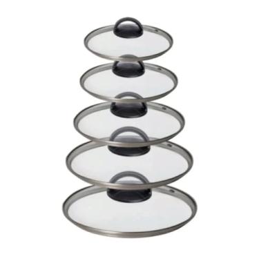 Imagem de Jogo 5 Tampas De Vidro Avulsas: 16cm 18cm 20cm 22cm E 24cm