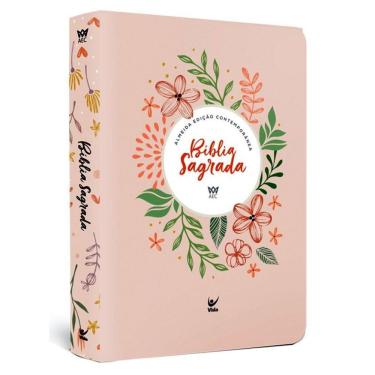 Imagem de Bíblia Aec - Letra Gigante - Capa Salmão Flores