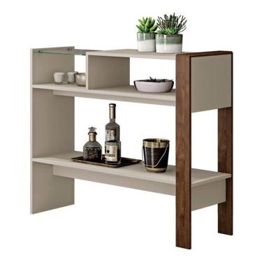 Imagem de Aparador Com 2 Prateleiras Mênfis Off White/Havana - Caemmun