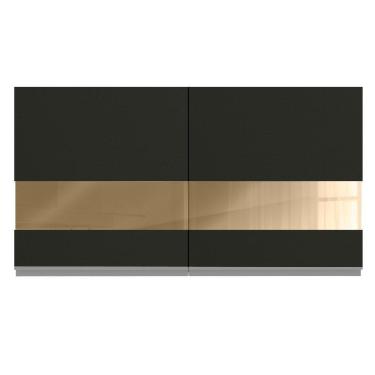 Imagem de Armário Aéreo Madesa Glamy 120 Cm 2 Portas com Vidro Branco Preto