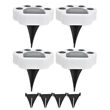 Imagem de Lanterna solar, luzes solares em forma de pata ao ar livre, 4 pe?as ilumina??o de paisagem led luz enterrada, lampada decorativa ¨¤ prova d'¨¢gua ip44 dur¨¢vel plugue aterramento para jardim jardi(w