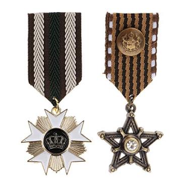 Imagem de LoveinDIY 2 pçs pingente de medalha de metal em tecido punk coroa estrela pingente de lapela distintivo, Metal, não disponível