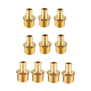 Imagem de (Pacote com 10) PEX EFIELD PEX 1/2 polegadas x 1/2 polegada NPT macho adaptador de latão ajuste de crimpagem (sem chumbo) 10 peças (1/2" x 1/2 polegadas)