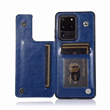 Imagem de Para Samsung Galaxy S21 Ultra/S21 /S21 5G Carteira, Luxo Slim Fit Premium Slots de Cartão de Couro à Prova de Choque Flip Shell, Azul, Para Galaxy S10 Plus