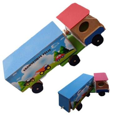 Caminhao de Brinquedo grande infantil em mdf Boiadeiro Bitrem 09 eixos