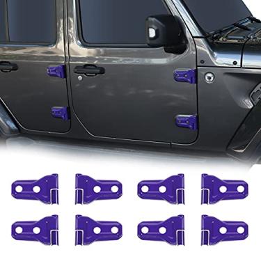 Imagem de CheroCar JL JT Tampas de dobradiça de porta kits de decoração para Jeep Wrangler JL JLU 2018-2020, para Jeep Gladiator JT 2020, acessórios exteriores roxos, pacote com 8
