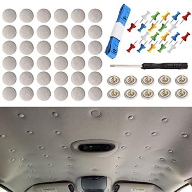 Imagem de RICWINA 60 peças de botão de reparo de teto automotivo para carro, design universal de rebites de rebites de rebites para teto de carro flanela fixa, com ferramenta de instalação e ajuste para todos os carros