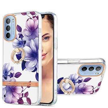 Imagem de YUNCHAO Caixa de telefone Para Motorola Moto G31 / G41 Ring IMD Flowers TPU Caixa de telefone capa para celular
