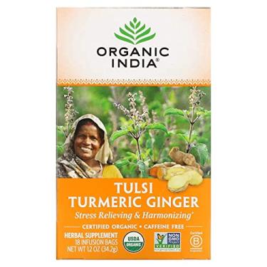Imagem de Chá Tulsi, Cúrcuma e Gengibre, Sem Cafeína, 18 Saquinhos de Chá, 34,2 g, Organic India