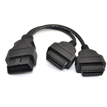 Imagem de iKKEGOL 30 cm/12 OBD2 OBD II extensão divisor Y J1962 cabo de 16 pinos macho para adaptador de cabo fêmea duplo