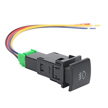 Imagem de Interruptor de luz de neblina, interruptor de botão de 4 pólos 12V interruptor de luz de neblina dianteiro botão de substituição de plástico adequado para Camry/AURIS