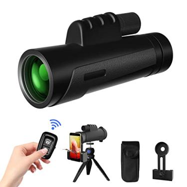 Imagem de Emart Telescópio monocular 12x50 com controle remoto sem fio, monóculo BAK4 de alta potência com tripé e suporte de telefone para adultos, monóculo HD à prova d'água para observação de pássaros, caça e caminhada