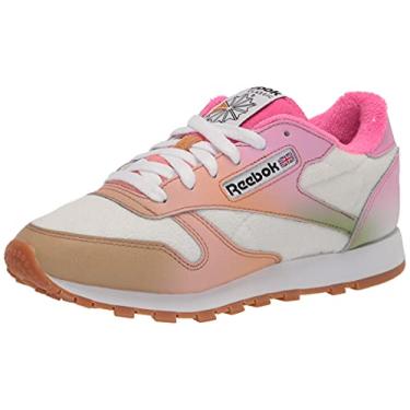 Imagem de Reebok Tênis masculino clássico de couro, Daniel Moon, rosa atômico/ocre radiante/giz, 42, rosa