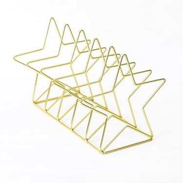 Imagem de KIZQYN Estante Acessórios de Escritório Estante de Mesa Simples Prateleira de Jornal Revista Simples Shel Arte de Ferro Estante de Livros (Cor: B)