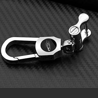 Imagem de YJADHU Capa de couro luminoso para chave de carro com listras coloridas para controle remoto e chaveiro, apto para ótima parede Haval Coupe H7 H8 H9 GMW H6, chaveiro