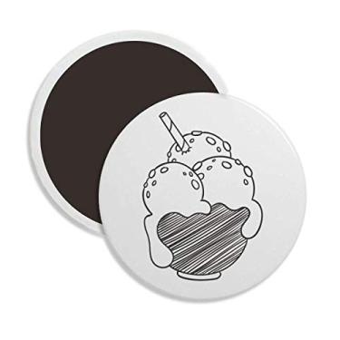 Imagem de Black Bowl Biscuits Bola de sorvete redonda cerâmica ímã de geladeira decoração lembrança