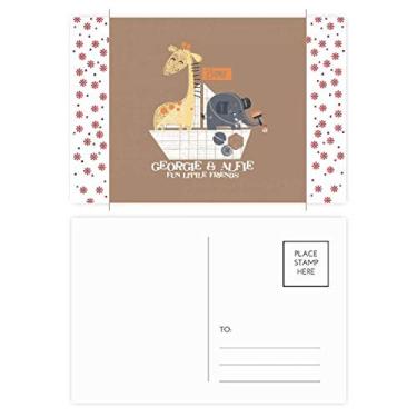 Imagem de Girafa Elefante Desenhos Animados Animal Marrom Natal Flor Celebração Cartão postal Bênção