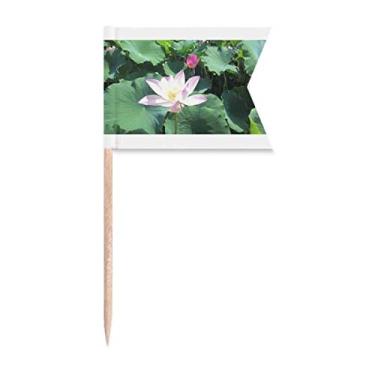 Imagem de Close And Far Lotus Background bandeiras de palito de dente marcadoras para bolo de festa, placa de queijo, comida