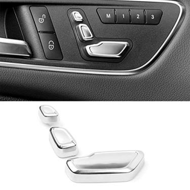 Imagem de Jaronx para Mercedes Benz botão de ajuste de assento de porta cromado lateral do motorista, botões de ajuste de assento para B-Class W246, C-Class W204, E-Class W212, ML W166, CLA W117, GLK X204, GL X166, CLS (lado do motorista)