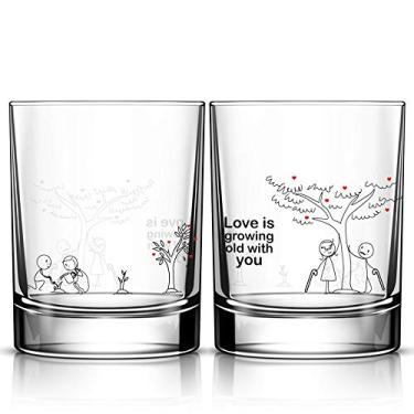 Imagem de BOLDLOFT Ã“culos de beber para ele e para ela - Combina com itens de casal, presentes de casal, para ele ou ela, presentes de Dia dos Namorados para namorado ou marido, presentes de aniversário para namorada ou esposa, Grow Old, Volume: 12 oz (355 ml), 2