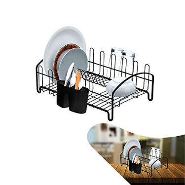 Imagem de Escorredor Louça Prato Copos Porta Talheres Bancada Pia Cozinha Preto Fosco - 1681PT Future - Preto fosco