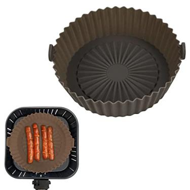 Imagem de Acessórios para fritadeira a ar | Panela de silicone reutilizável para fritadeira a ar | Forno de fritadeiras a ar de fácil limpeza | Forros de silicone redondos antiaderentes de substituição
