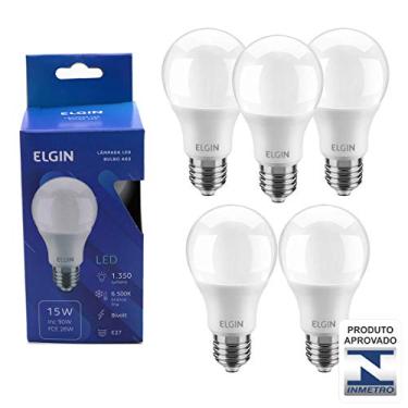 Imagem de Kit Lampada led 15W 6500k Branco Frio Bivolt - Elgin - 5 Unidades