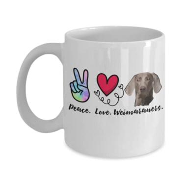 Imagem de DogsMakeMeHappy Caneca Weimaraners, caneca de café Weimaraners, ideia de presente Weimaraners, presente para amantes de Weimaraners, ideia de presente de cesta de Natal de aniversário
