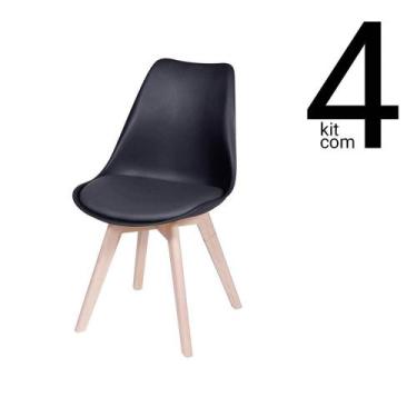 Imagem de Conjunto 4 Cadeiras Saarinen Wood - Preta - Ordesign