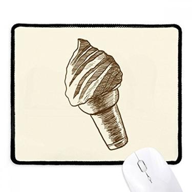 Imagem de Mouse pad marrom com cones de desenho à mão para sorvete, tapete de borracha para jogos