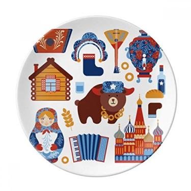 Imagem de Placa com estampa de marco nacional da Rússia em porcelana decorativa Salver louças de jantar