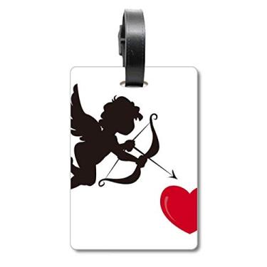 Imagem de Bolsa de viagem com estampa de coração vermelho anjo do Cupido etiqueta para cartão de bagagem
