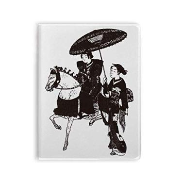 Imagem de Caderno Japão, feminino, montando, cavalo, esboço, capa de goma
