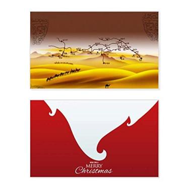 Imagem de Desert Along the Way to the Silk Road Map Holiday Holiday Merry Christmas Cartões de parabéns Mensagem de Natal