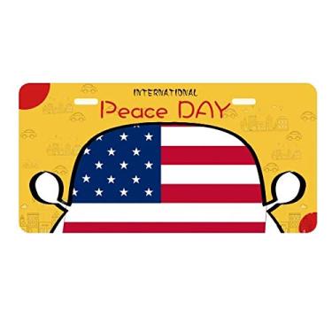 Imagem de DIYthinker Mapa da América do Colorado com estrelas listradas, placa de carro para decoração do dia da paz